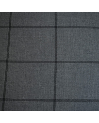 Stofă Gri Carouri Windowpane din Lână și Cașmir Loro Piana