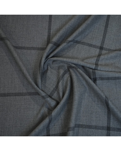 Stofă Gri Carouri Windowpane din Lână și Cașmir Loro Piana