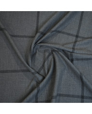 Stofă Gri Carouri Windowpane din Lână și Cașmir Loro Piana