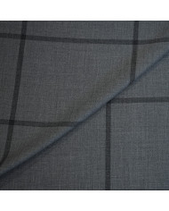 Stofă Gri Carouri Windowpane din Lână și Cașmir Loro Piana