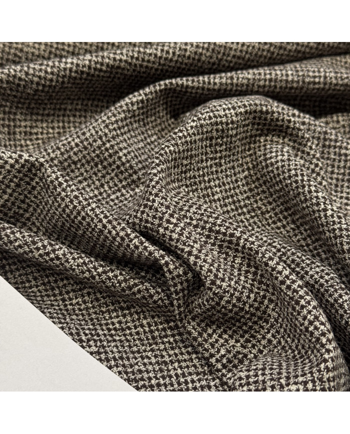 Stofă Tweed Loro Piana în micro-carouri maro