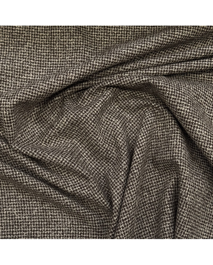 Stofă Tweed Loro Piana în micro-carouri maro