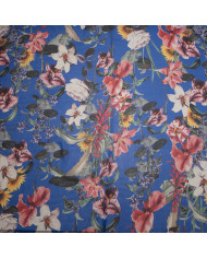 Crepon subțire din mătase naturală cu imprimeu floral maxi