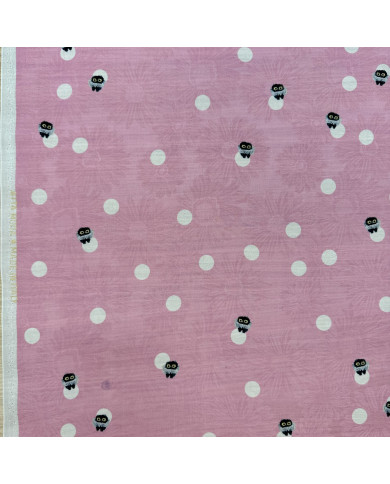Organza-Jacquard roz din mătase cu buline