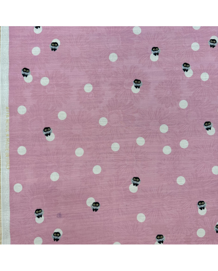 Organza-Jacquard roz din mătase cu buline
