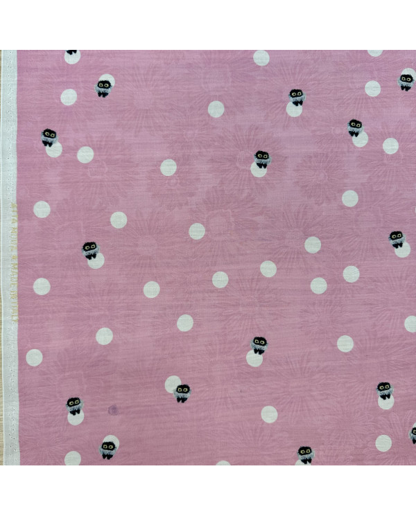 Organza-Jacquard roz din mătase cu buline