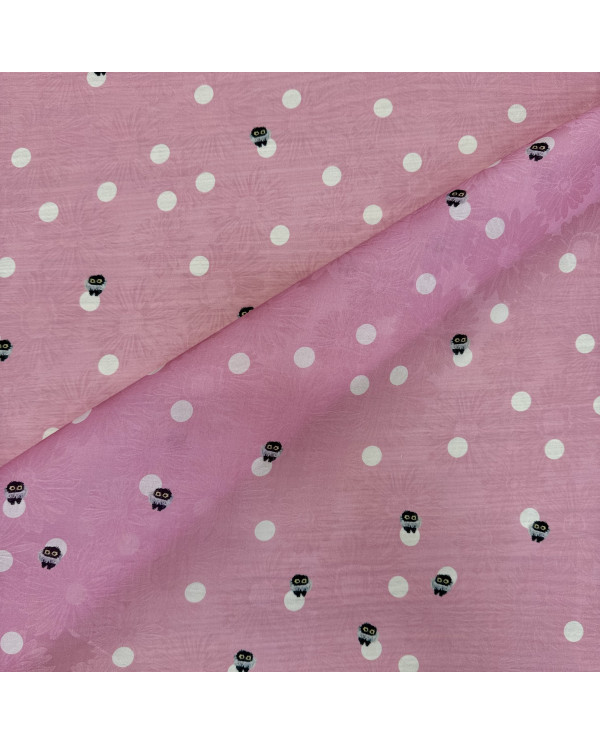 Organza-Jacquard roz din mătase cu buline