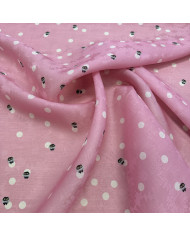 Organza-Jacquard roz din mătase cu buline