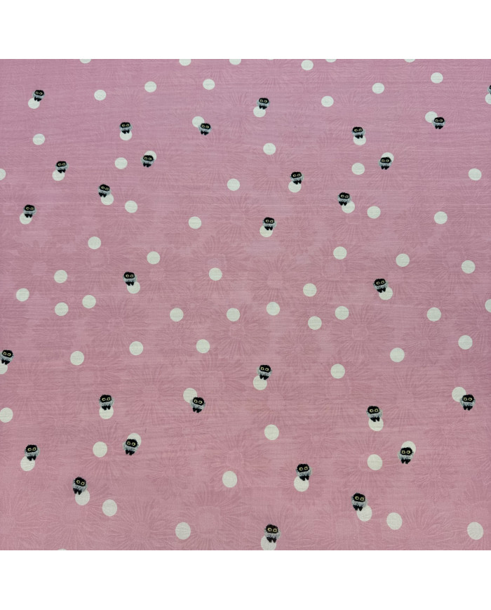 Organza-Jacquard roz din mătase cu buline