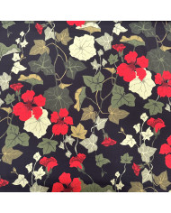 Crepe de Chine negru cu flori roșii