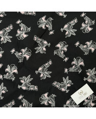 Jacquard negru/roz cu cocoși