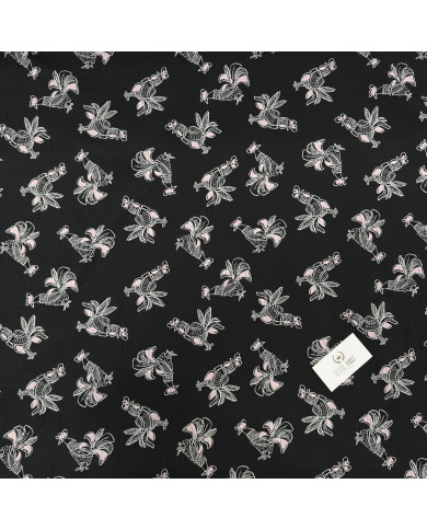 Jacquard negru/roz cu cocoși